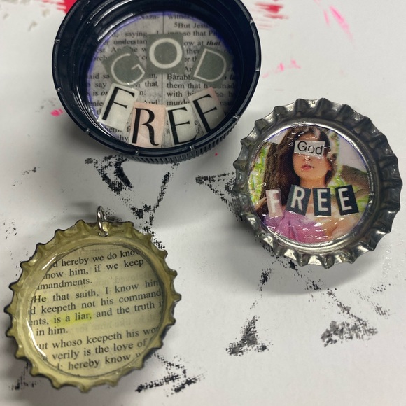 Bundle, “God Free” Pins (2) and Bible Verbiage Pendant (1) - Picture 1 of 5